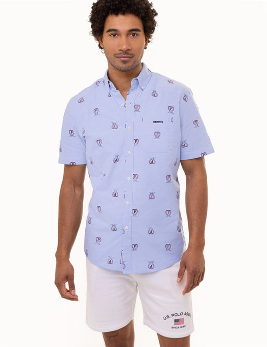 US Polo Assn Regular Fit Flag-Embroidery Shirt in Blue
