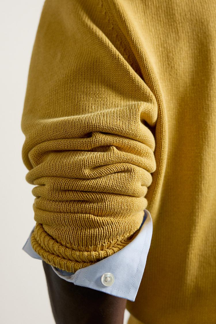 Zara Regular Fit Cotton Cardigan in Yellow