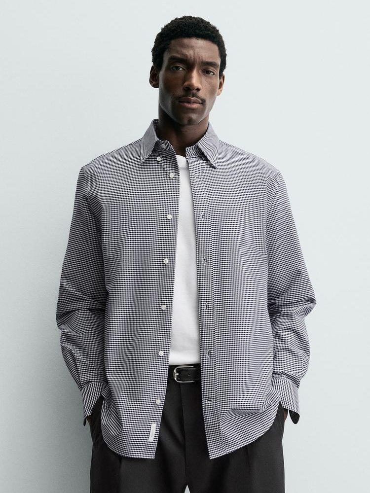 Zara Regular Fit Cotton Checks Shirt