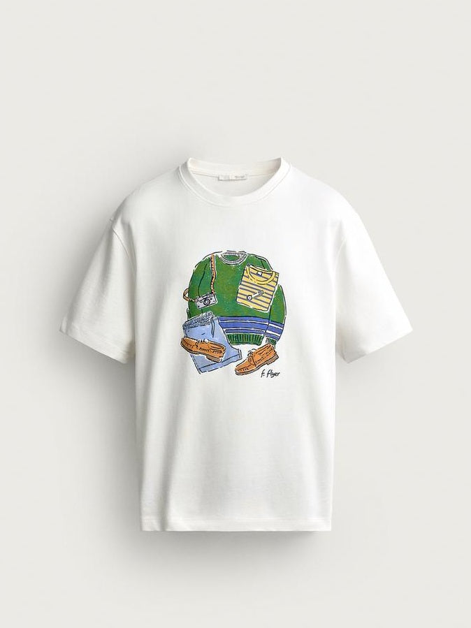 Zara Regular Fit Contrast Print T-Shirt