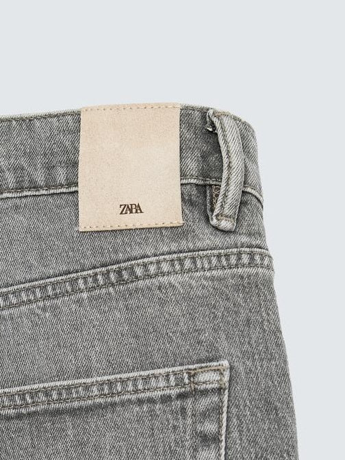 Zara Regular Fit Denim Shorts In Grey
