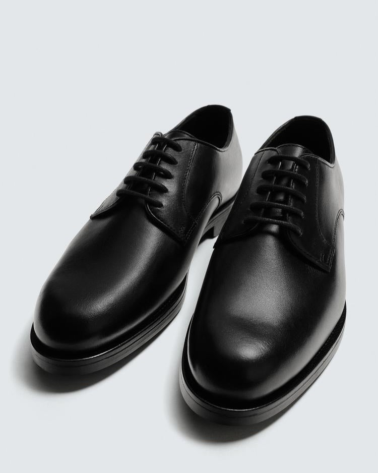 Zara Black Leather Derby Shoes