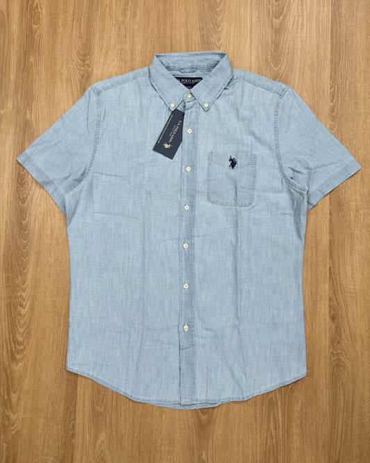 US Polo Assn - Regular Fit Chambray Cotton Shirt in Blue