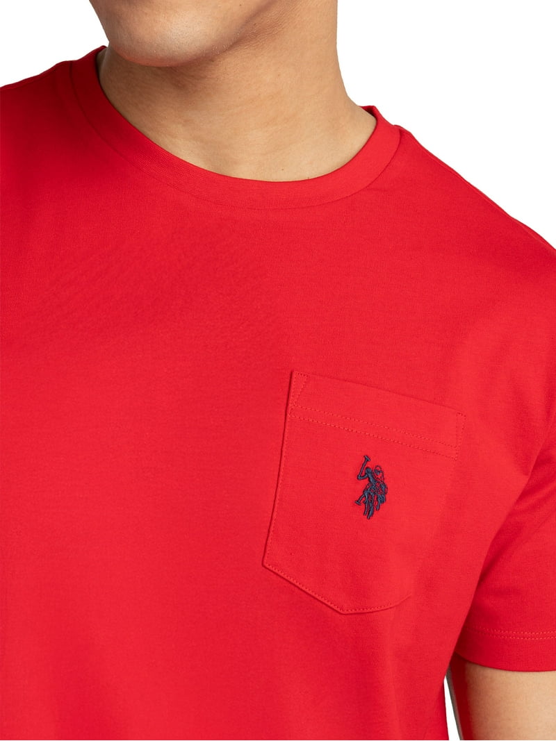 Us Polo Assn Regular Fit Men's Crewneck Pocket T-Shirt In Red