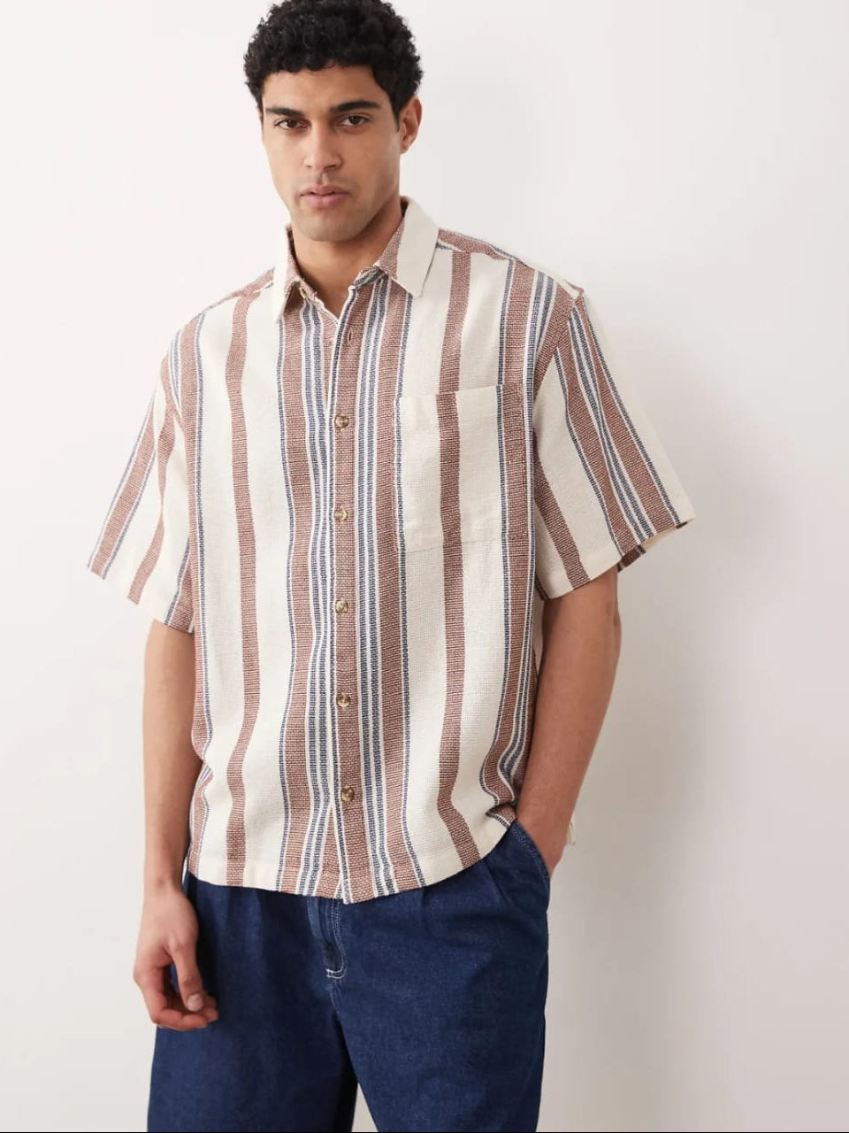 Asos Oversized Textured Stripe Shirt