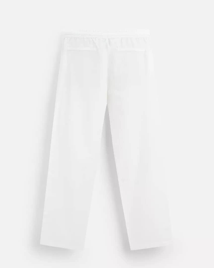 Zara Relaxed Fit Linen Trousers (White)