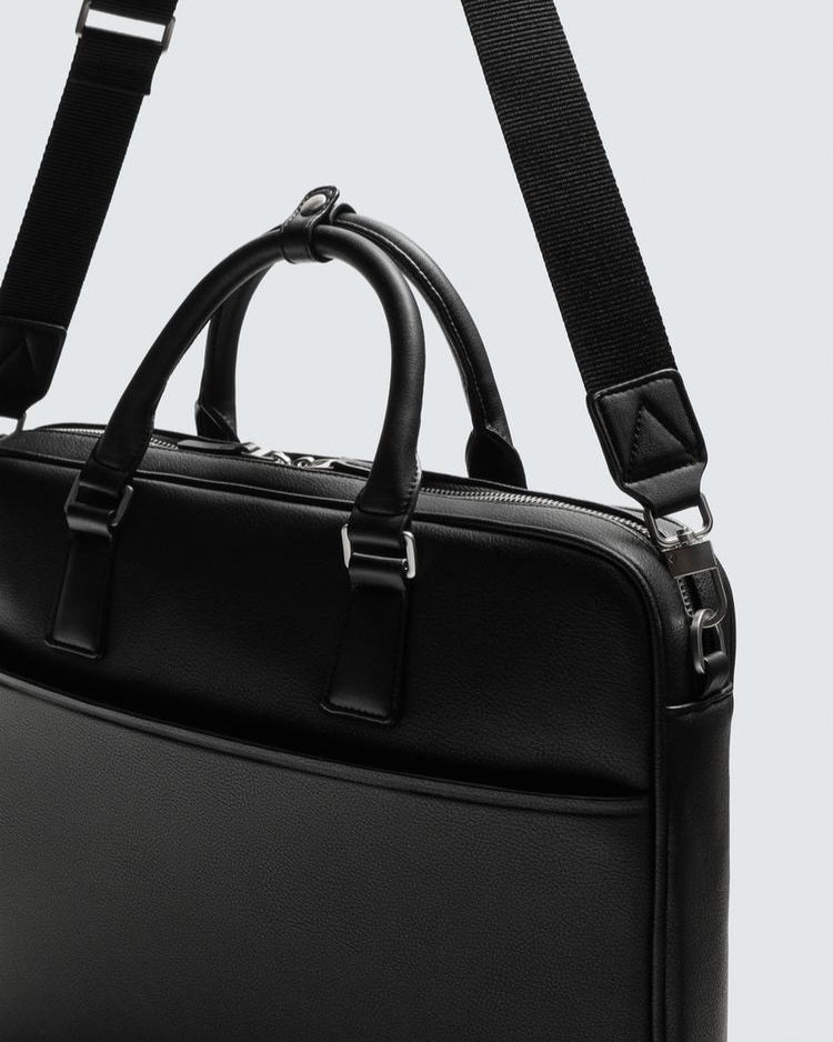 Zara Black Textured Briefcase