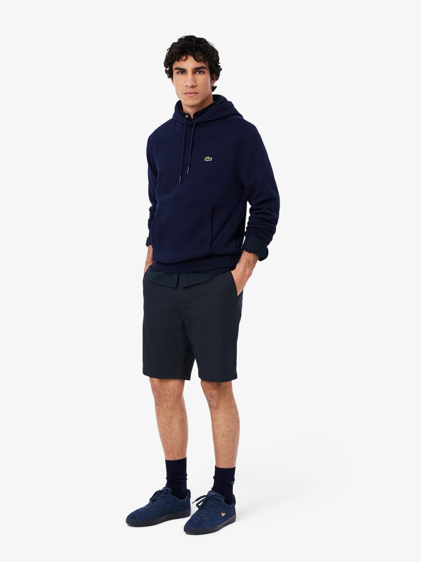 Lacoste Regular Fit Stretch Cotton Chino Bermuda Short In Navy