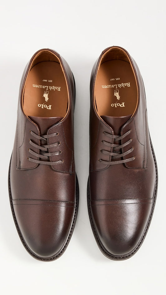 Polo Ralph Lauren Brown Asher Captoe Leather Loafer In Brown