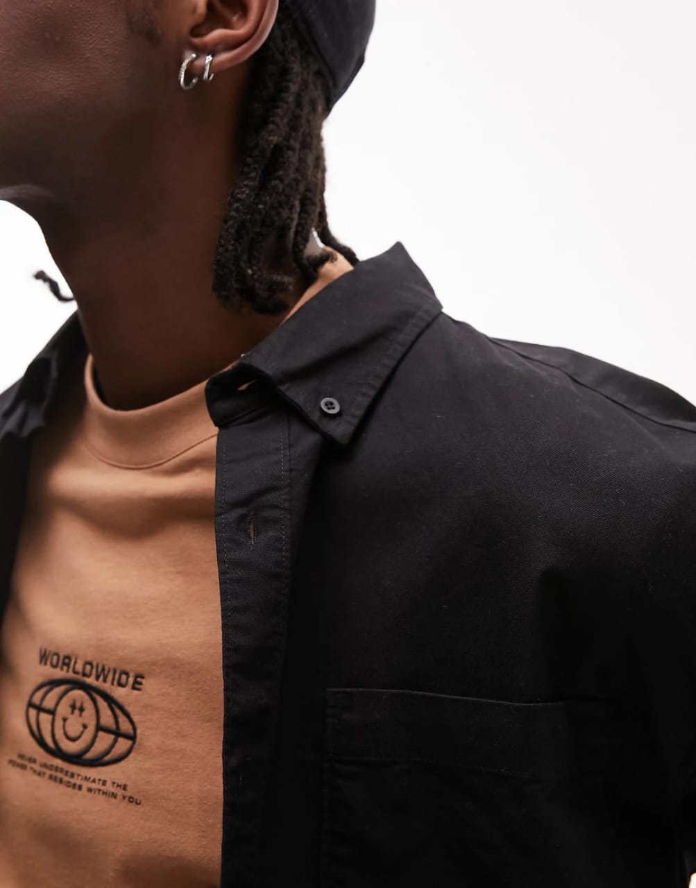 Topman Relaxed Fit Black Shirt