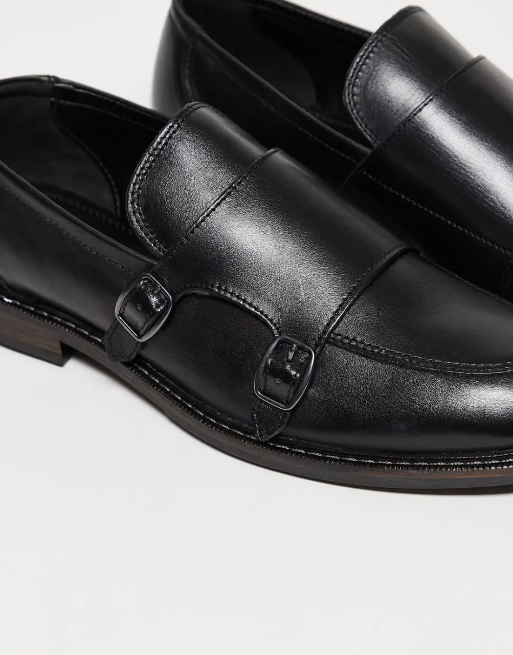 Black Leather Monk Shoe