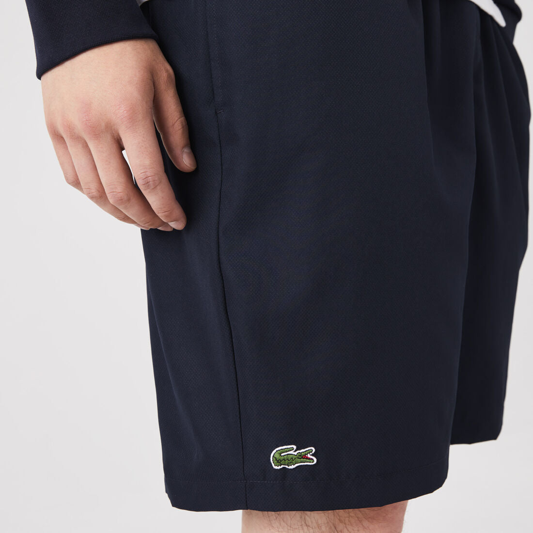 Lacoste Relaxed Fit Lightweight Diamond Taffeta Sport Short In Navy