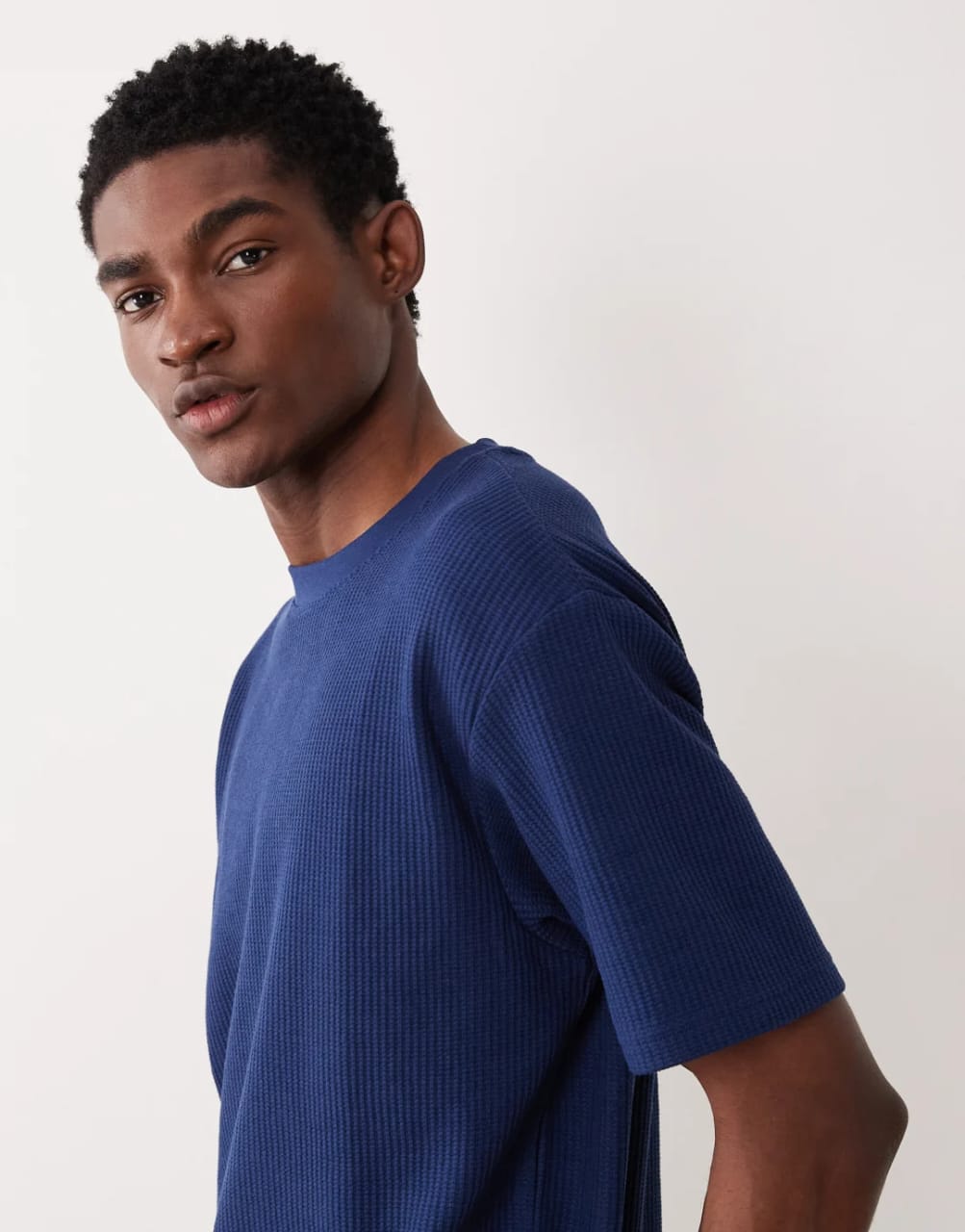 Regular Fit Navy Heavyweight Textured T-shirt