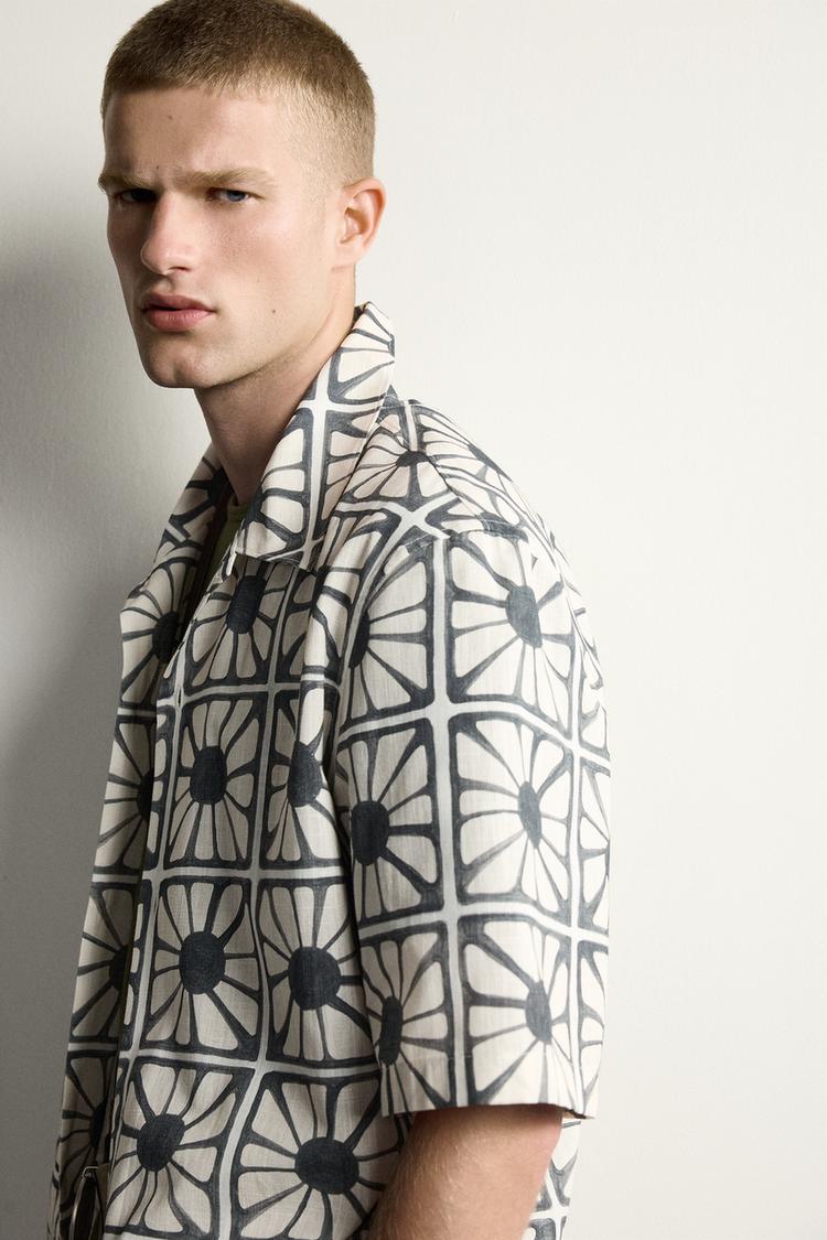Zara Relaxed Fit Mosaic Print Shirt