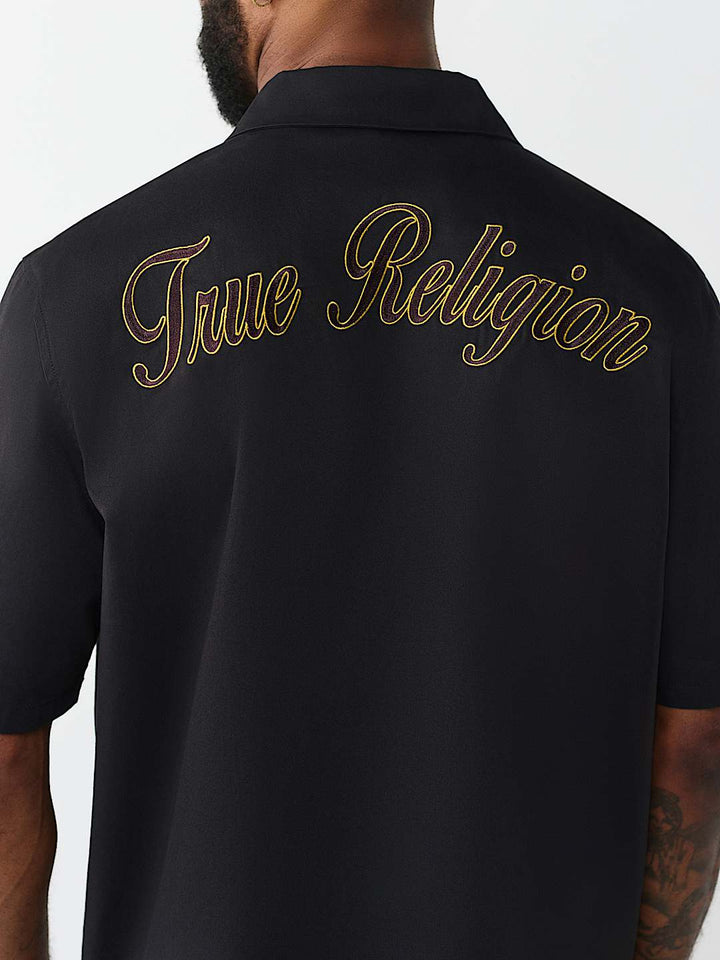 True Religion Twill Embroidered Camp Shirt