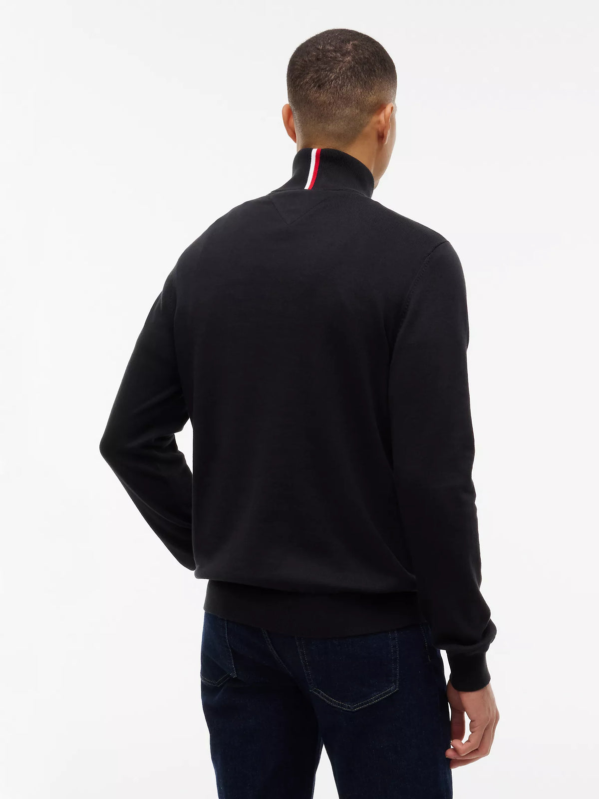 Tommy Hilfiger Regular Fit Quater-Zip Mock Neck Sweater in Black