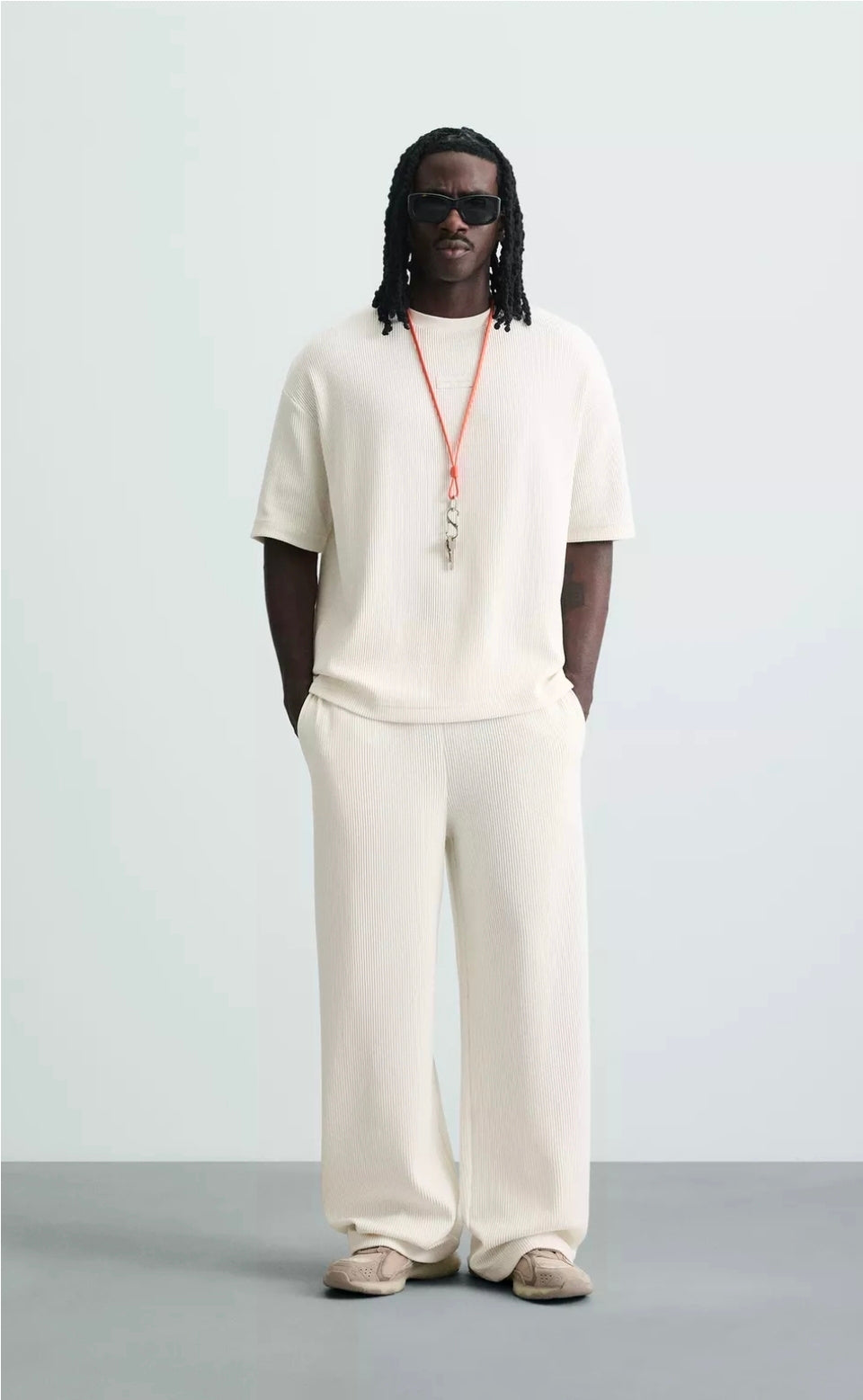 Zara Relaxed Fit Vertical Textured Pant