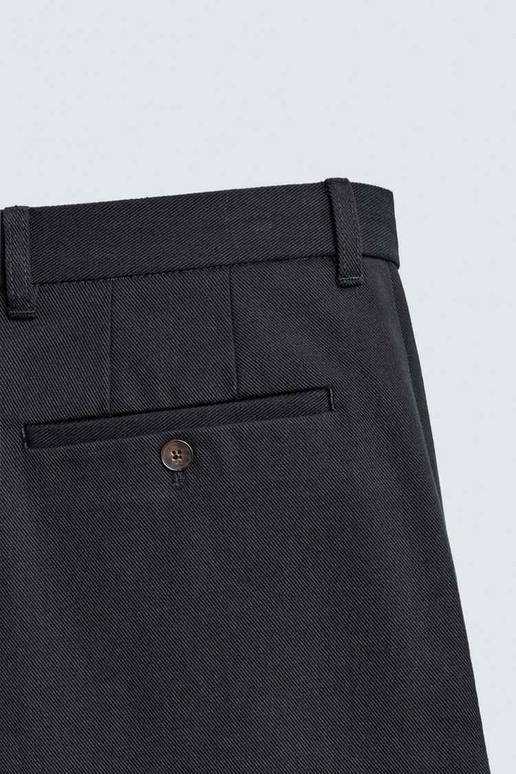 Zara Regular Fit Textured Pants in Navy
