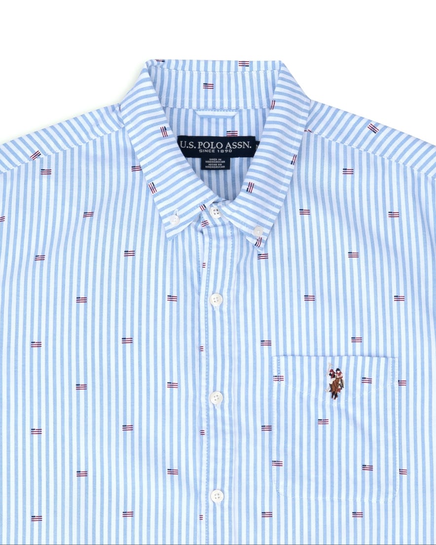 Us Polo Assn Regular Fit Allover Flag Print Shirt