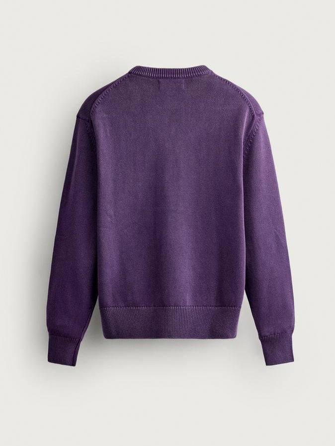 Zara Regular Fit Cotton Cardigan In Purple