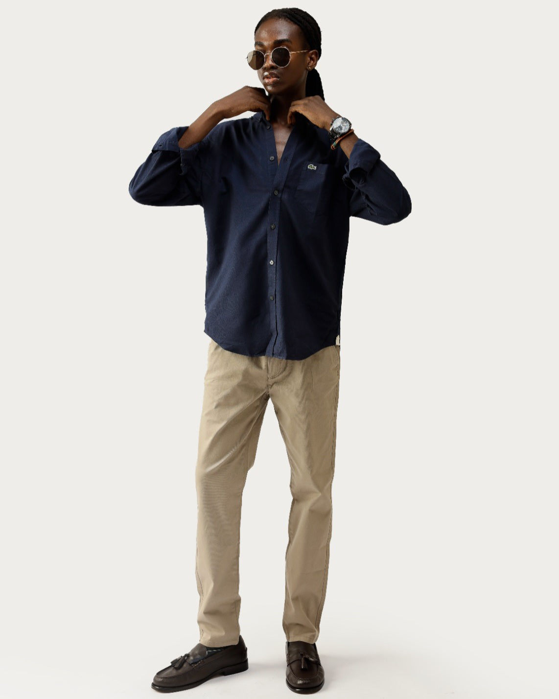 Lacoste Oxford Navy Shirt