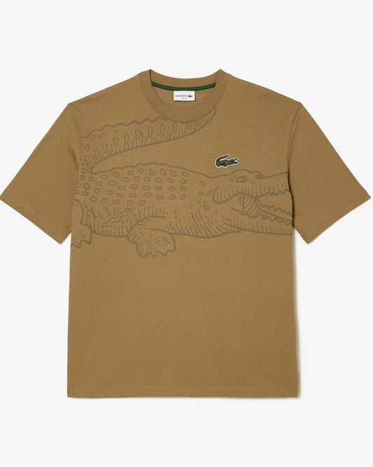 Men's Loose Fit Crocodile Print Crewneck T-shirt