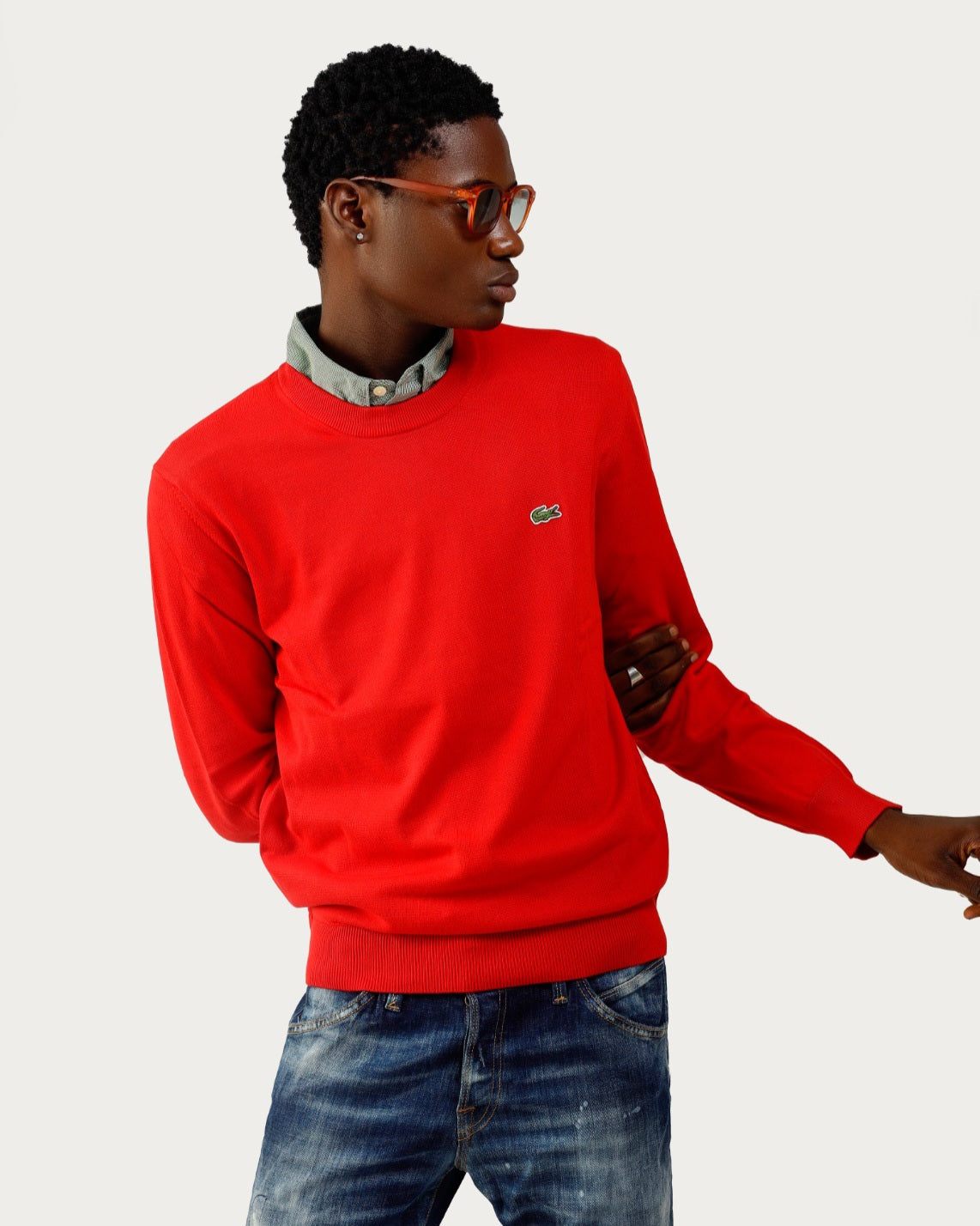 Lacoste Red Crewneck Sweatshirt
