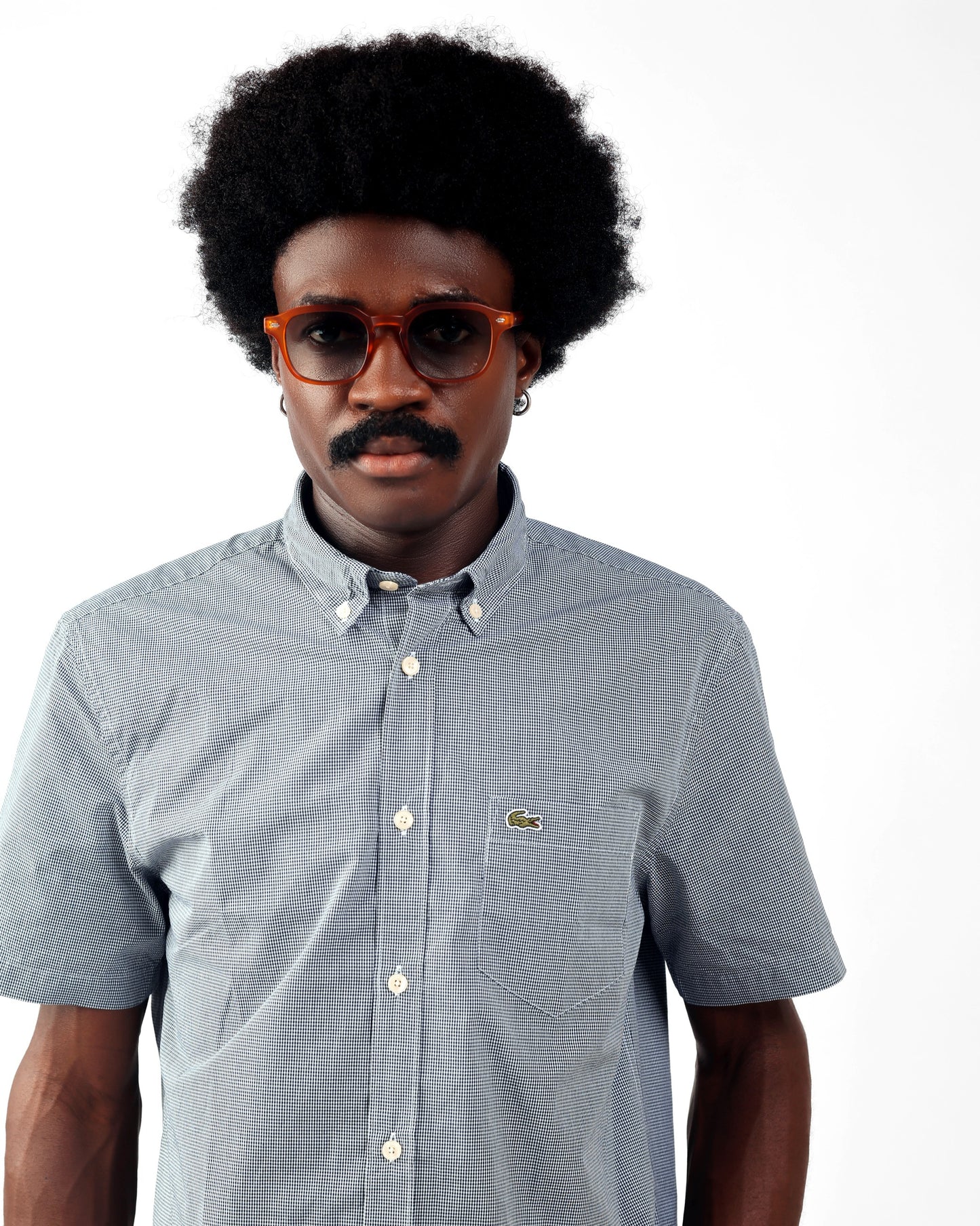 Lacoste Blue Regular Fit Short Sleeve Gingham Shirt