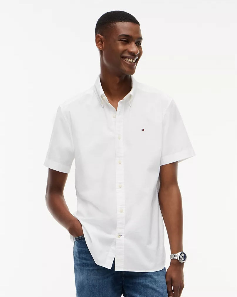 Tommy Hilfiger White Oxford Cotton Short Sleeve Shirt