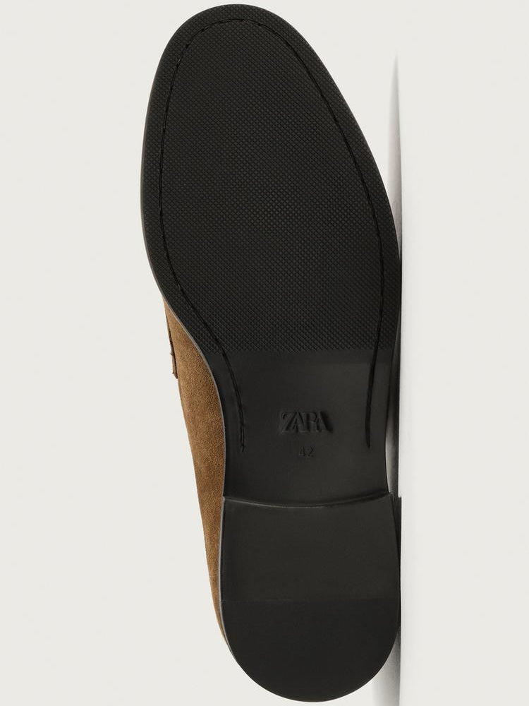 Zara Leather Penny Loafer In Brown