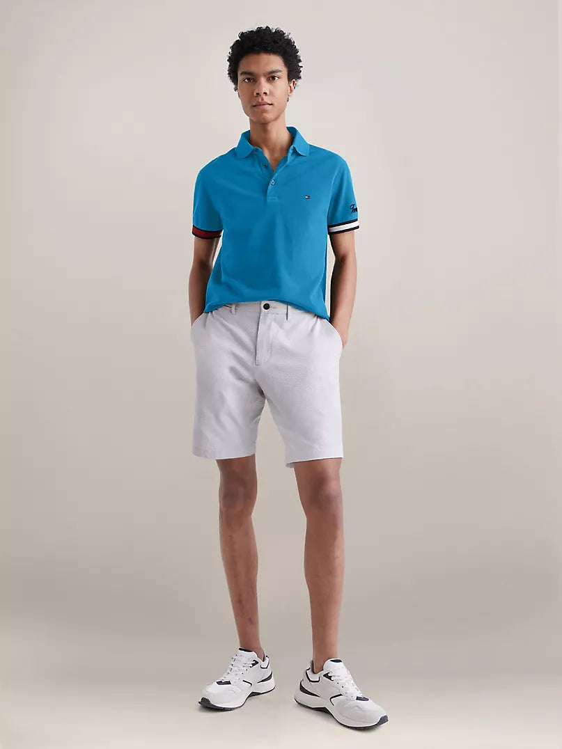 Tommy Hilfiger Blue Slim Fit Flag Cuff Polo Shirt