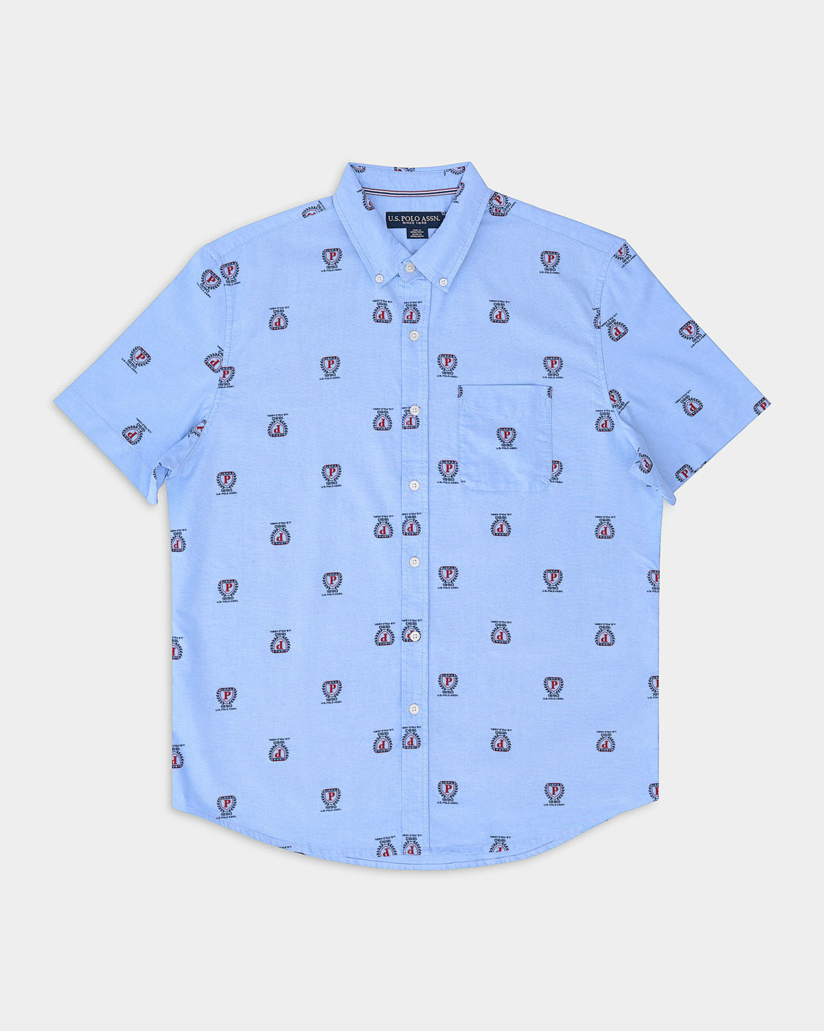 Us Polo Regular Fit All Over Crest Print Oxford Cotton Shirt