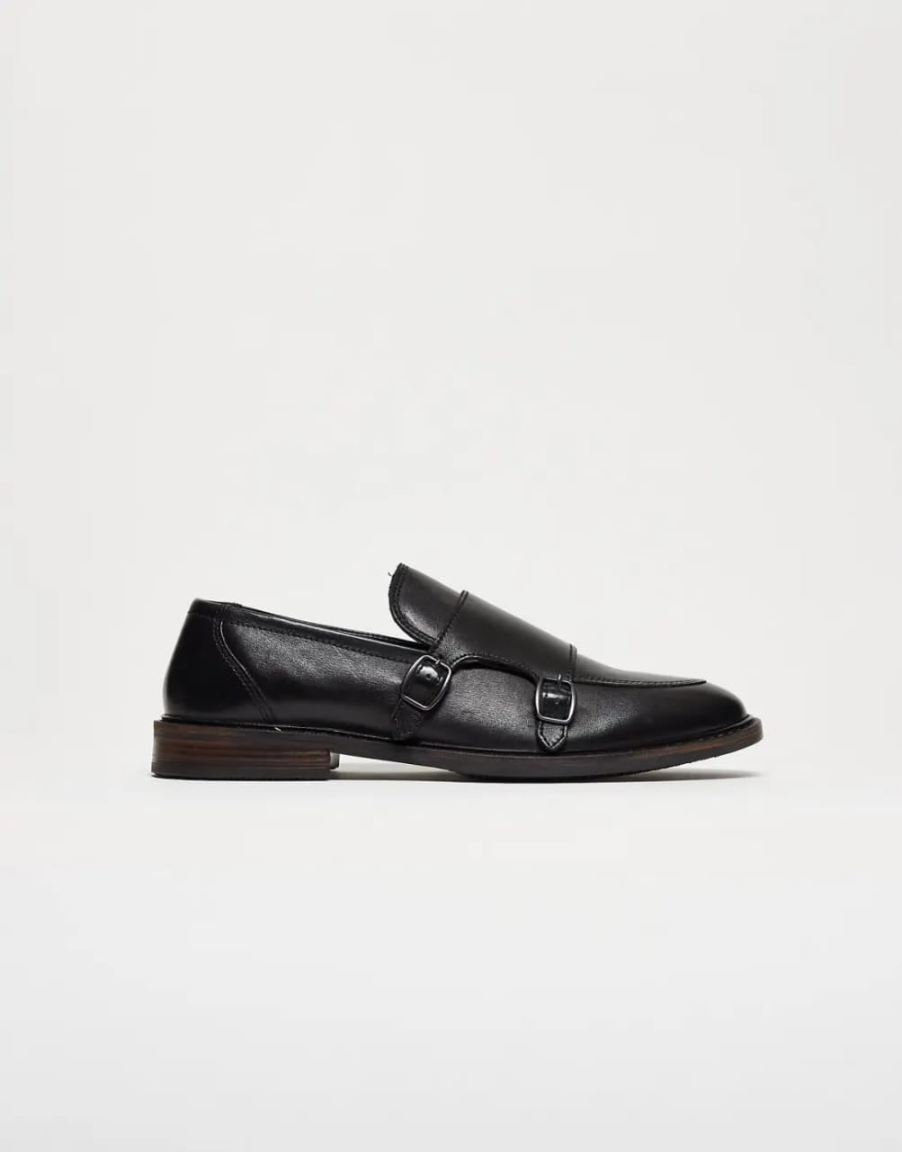 Black Leather Monk Shoe