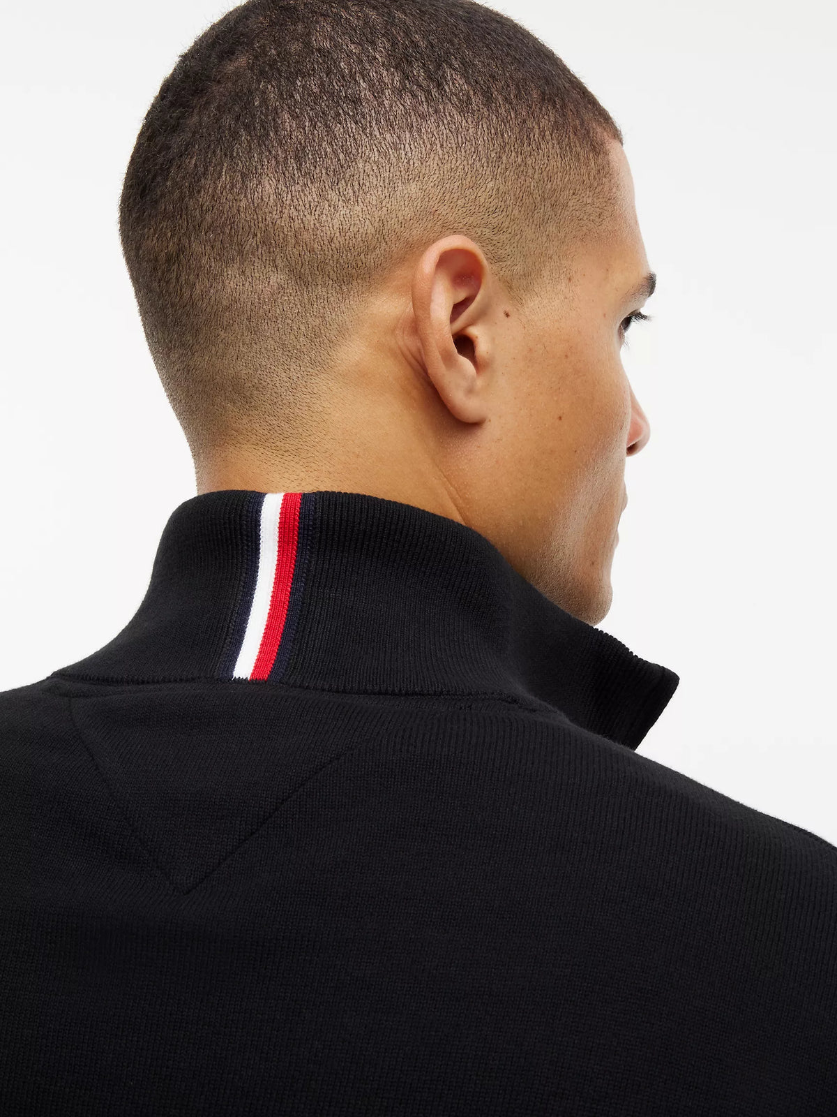 Tommy Hilfiger Regular Fit Quater-Zip Mock Neck Sweater in Black