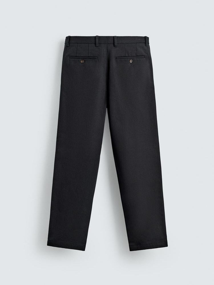 Zara Regular Fit Textured Pants in Navy