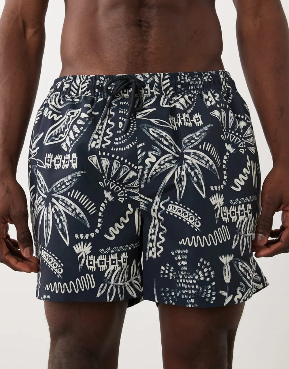 New Look Navy Sketch Palm Swim Short