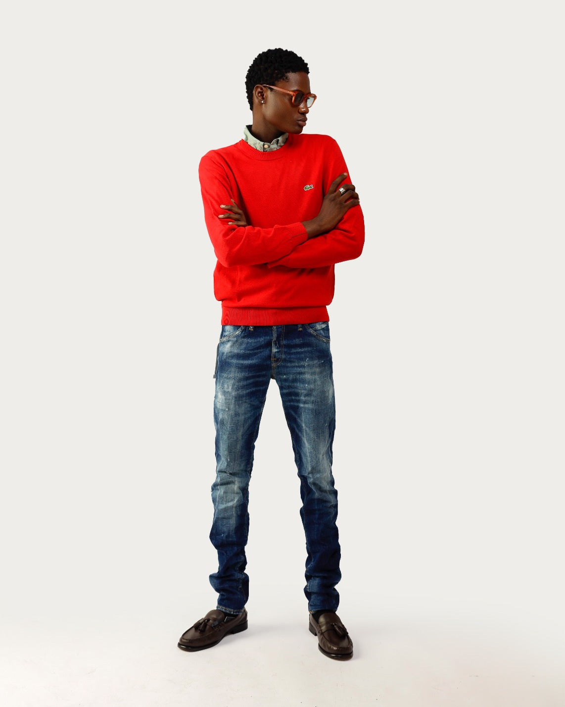 Lacoste Red Crewneck Sweatshirt