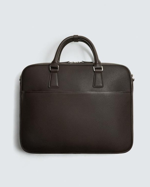Zara Brown Textured Briefcase