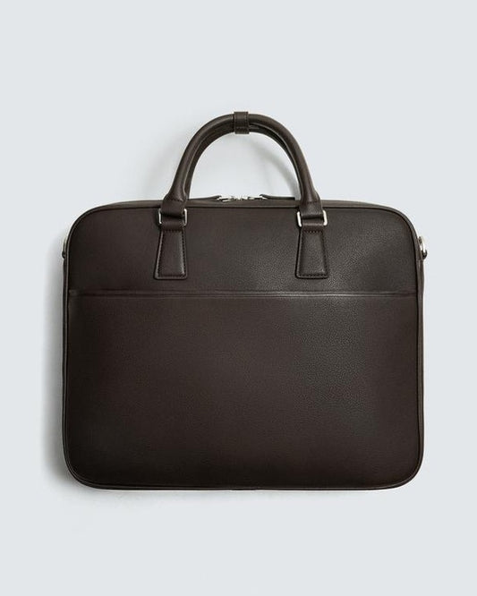 Zara Brown Textured Briefcase