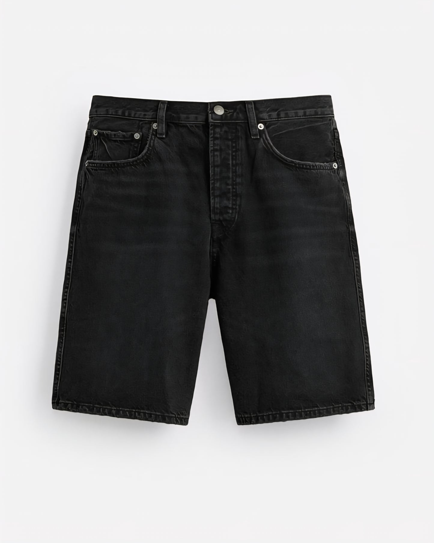Zara Black Denim Straight-leg Short
