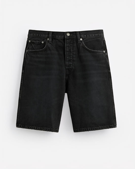 Zara Black Denim Straight-leg Short