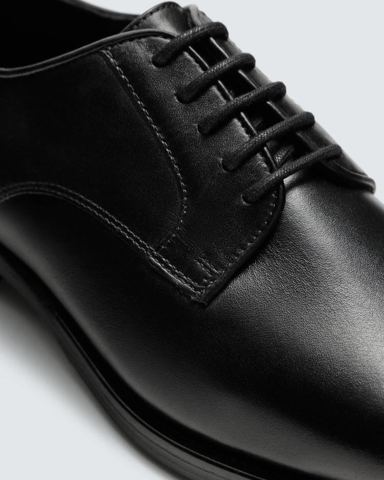 Zara Black Leather Derby Shoes