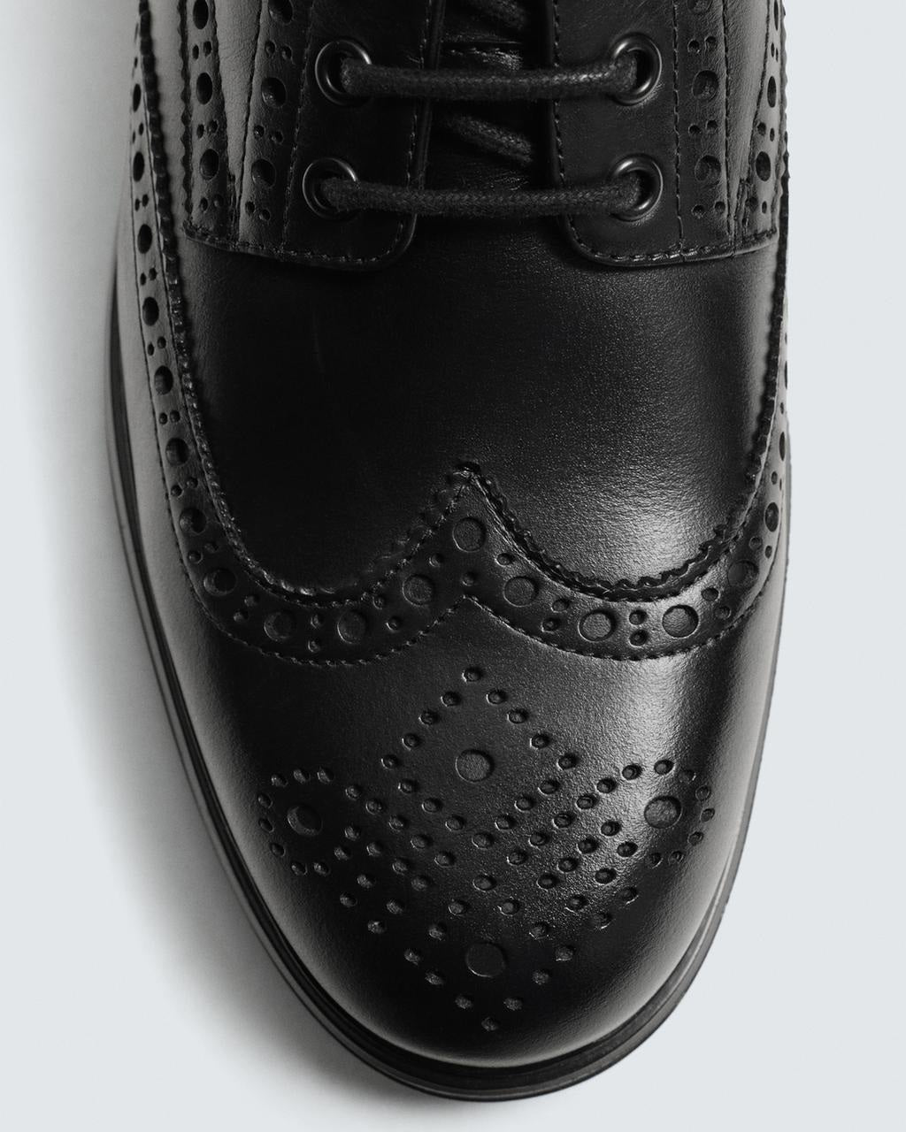 Zara Black Derby Leather Brogues Shoes