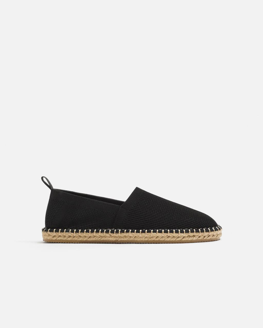 Zara Knitted Fabric Espadrilles in Black