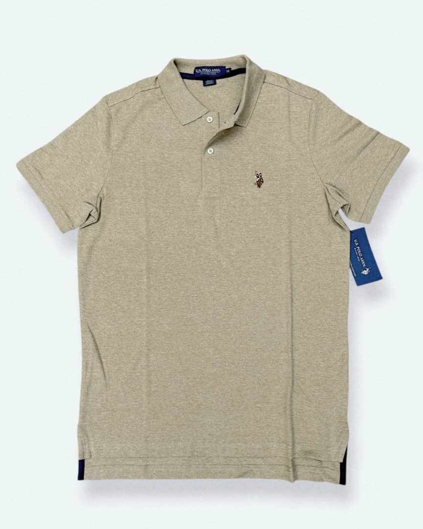 Regular Fit Cotton Polo Shirt in Beige