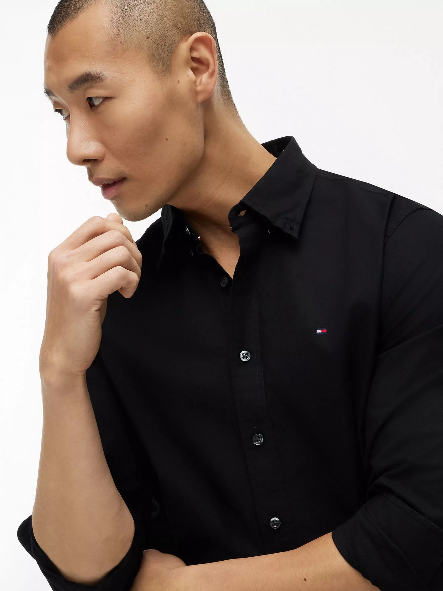 Tommy Hilfiger Regular Fit Cotton Shirt In Black