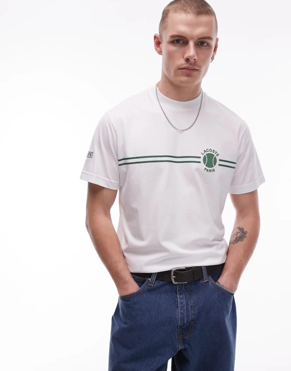 White Printed Embroidered Cotton Jersey T-Shirt