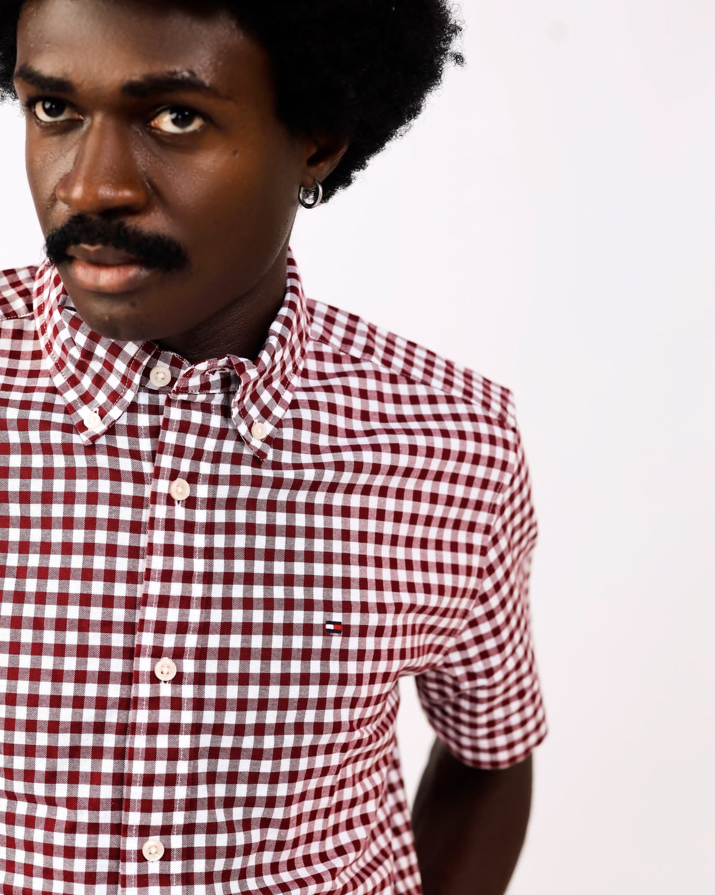 Tommy Hilfiger Red Oxford Cotton Check Shirt