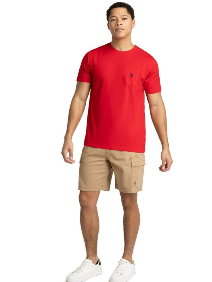 Us Polo Assn Regular Fit Men's Crewneck Pocket T-Shirt In Red