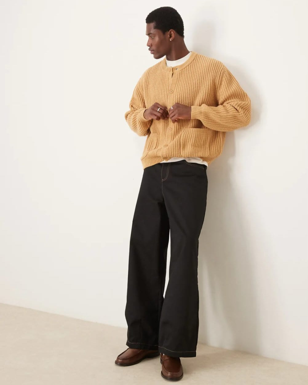 Asos Oversized Ribbed Cardigan in Oatmeal